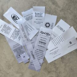 White Ribbon Custom Care Labels (Slit Edge)